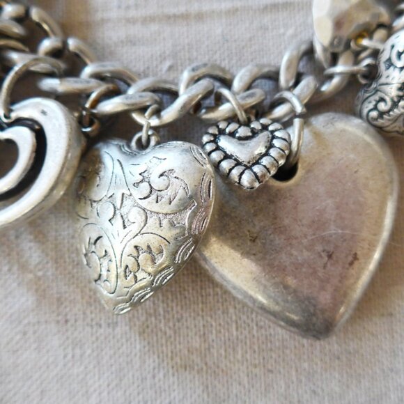 Puffy Heart Charms Silver Tone Necklace - Picture 3 of 11